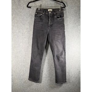 AGOLDE Womens Black High Rise Straight Leg Button Fly Jeans Size 26 Riley Denim